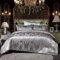 DXHOME Bettwäsche Seide 200x200 Microfaser Grau Jacquard Silber Satin Bettbezug 3teilig Graue Romantisch Seiden Wendebettwäsche Set Blumen Muster Modern Bettwaesche Kopfkissenbezug 80x80 cm Ornamente