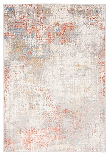 Carpeto Rugs Abstraktes Vintage Designer Teppich - Kurzflor - Weich Teppich für Wohnzimmer, Schlafzimmer, Esszimmer - ÖKO-TEX Wohnzimmerteppich - Teppiche - Creme Lachsfarben 1-80 x 150 cm