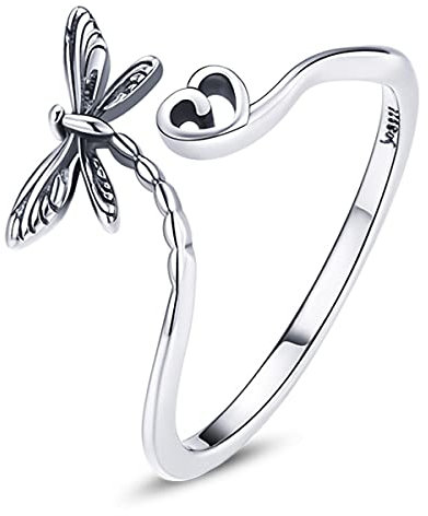 NewL Libelle Liebe Offener Ring, Retro Insekt Nische Verstellbarer Ring für Frauen und Mädchen