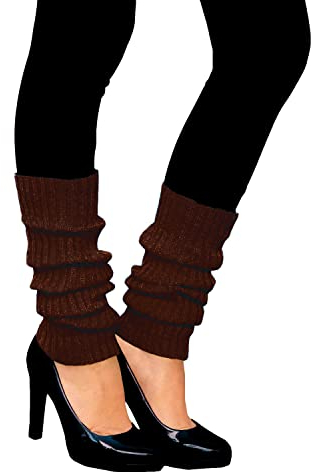Oblique Unique® Sexy Damen Bein Stulpen Strümpfe für 80er Jahre 80s Motto Party Fasching Karneval Tanzen Aerobic Kostüm Accessoires (Braun)