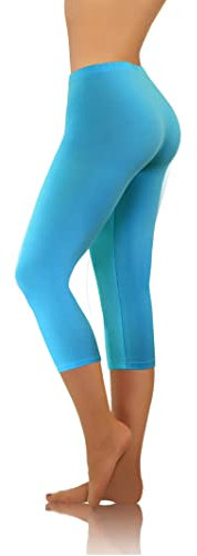 sesto senso Damen Leggings Türkis 3/4 Capri Baumwolle Mädchen Fitnesshose Sporthose Bunte Yoga S Turquoise