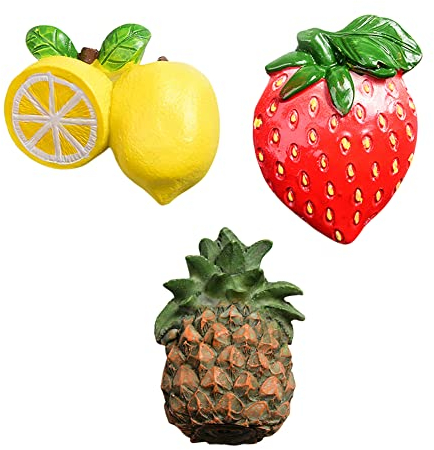 3 Stück Obst Kühlschrankmagnete, Niedliche Harz-Kühlschrankmagnet, 3D-Früchte Kühlschrankmagnete Büromagnete, Whiteboard-Magnete für Küche Büro Dekoration
