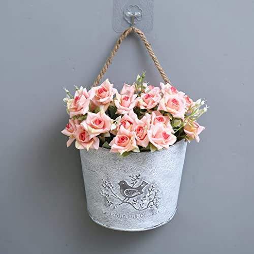 Hilai Flower Pots,Wall Planter Hanging Flower Pot Plant Holder Wall-Mounted Iron Vintage Container for Outdoor Balcony Garden