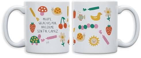 UO Taza Profe Gracias por Hacerme Sentir Capaz con Mensaje – Regalo para Profesor Día del Maestro – Taza de Cerámica con Frase de Agradecimiento – 330ml