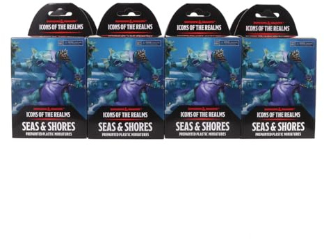 WizKids D&D Icons of the Realms: Seas & Shores (Set 29) Booster Brick (8 Miniatures, 1 Rulebook, 10 Terrain Tiles) - Tabletop RPG Booster Pack - Age 14+