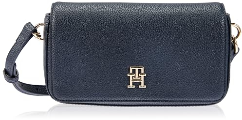 Tommy Hilfiger Damen Crossbody Bag Tasche Emblem Flap Crossover Klein, Blau (Space Blue), Einheitsgröße