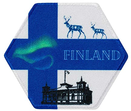 Mono Quick 1414x Länder Wabe, Flagge Applikation, Bügelbild, Schweiz, Deutschland, Spanien, Italien, Österreich, Finnland oder Frankreich Patch (14146 - Finnland)