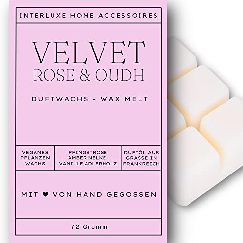 Interluxe Duftmelt Wachsmelt Velvet Rose & Oud angenehm duftend Waxmelt 100% pflanzlich Duftwachswürfel für Duftlampe Wachs mit Duftöl Indoor Melts Duftwachs für Aromalampe