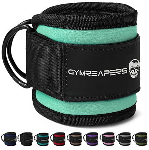 Gymreapers Ankle Strap (Single) For Cable Machine Kickbacks, Glute Workouts, Lower Body Exercises - Adjustable Leg Strap with Neoprene Padding (Mint, Single)