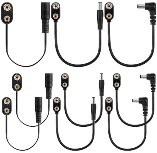 MKBKLLJY 9Pcs 9V Battery Connector Clip,Power Cable Snap,Jack Male Snap Clip Adapter Holder with 2.1mm x 5.5mm Male I-Type DC Male Plug/DC Right Male Plug/DC Female Plug, for Plug Arduino LED Strip