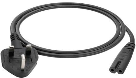 FIRMERST 1 Metre UK TV Power Cable IEC320 C7 to BS 1363 2 Pin,Black