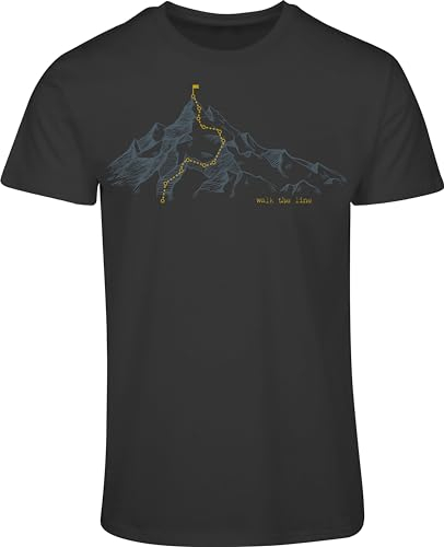 Camiseta de montaña para hombre: Walk The Line – Camiseta de escalada para hombre – Regalo para excursionistas – Montañistas – Equipo de exterior, gris oscuro, M
