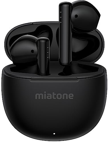 MIATONE Wireless Earbuds, Ear Buds with Bluetooth 5.3 Headphone in-Ear 50H Playtime Stereo Sound with Clear Calls, IPX7 Waterproof Swimming Headphones (Black)