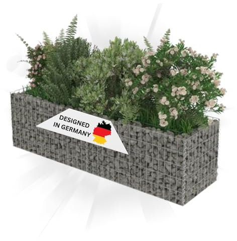 DELUKE Gabionen Hochbeet ROON aus Stahl | 180×50×50cm | Steinkorb Gabionengitter Ziergabione Steingabione Drahtkorb befüllbar