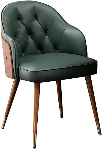 XMDEUR Stühle, Mikrofaser-Leder, hohe Rückenlehne, gepolstert, weicher Sitz, Esszimmerstühle aus Buchenholz, Metallbeine (Farbe: Dunkelgrün)