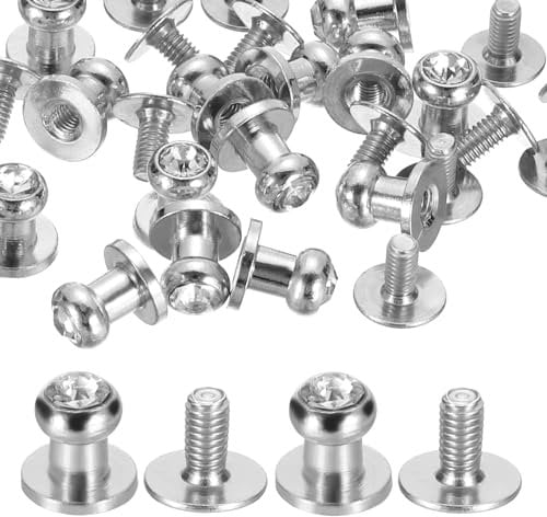 PATIKIL 6x10x8mm Rivets for Leather, 15 Pack Metal Button Spikes Screw Kit Screw Back Round Head Rivets Screw Buttons DIY Leather Hardware Trim Craft, Silver