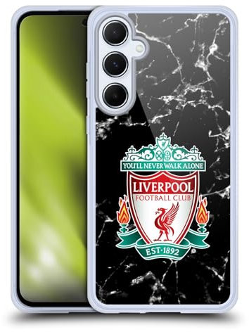 Head Case Designs Offizielle Liverpool Football Club Wappen Schwarz Marmor Gel Handyhülle Hülle [Militärischer Schutzgrad] Kompatibel mit Samsung Galaxy A55 5G