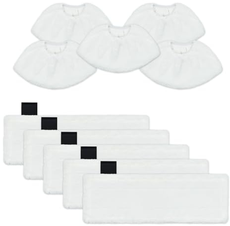 DLAIMI 10 PCS Microfibre Cloth Set Compatible for Karcher Steam Cleaner EasyFix SC 2, 5 Steam Cleaner Pads & 5 Microfibre Cloth Covers for Kärcher,Machine Washable Replacement Cloths
