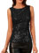 GRACE KARIN Damen Glitzer Pailletten Tops zum Ausgehen Ärmelloses Rundhals Tanktop Weste für den Abend Schwarz XL