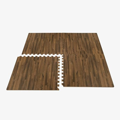 Fitness Puzzlematte - 4er Set | 60x60cm | Bodenschutzmatte | Matte für Fitnessstudio, Workout, Gymnastik | Gymnastikmatte aus Holz (Dunkle Eiche, 60cm x 60cm)