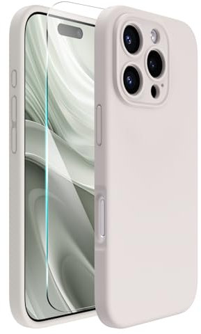 ACRONIX Compatible with iPhone 16 Pro Case 6.3, with 1 x Screen Protector, Liquid Silicone Case Comprehensive Protection Cover Shockproof Gel Rubber Phone Case for iPhone 16 Pro 6.3inch-Gray