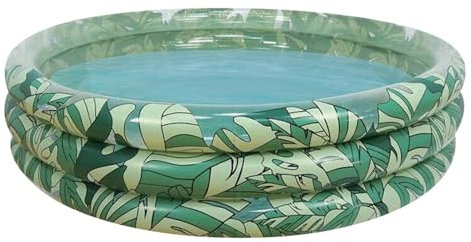 CKB LTD Kids Inflatable Jungle Leaf Print Paddling Pool for Children Toddlers, 148cm Width, 34cm Height, Tropical Adventure Ages 2+