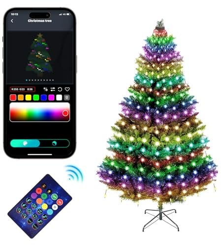 ZWOOS 400 LED Luces Arbol Navidad Inteligente, RGB Luz para Árbol Navidad, Control de APP/Control Remoto, Luces Navidad Enchufe, Sinc con Música, Conexión Bluetooth, Decoracion Navidad, Altura 2 m