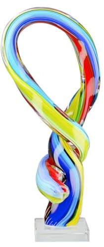 Glas Art Skulptur Loop - Mehrfarbig - Höhe 34cm - Glas - Schleifenform - Dekofigur - Dekoration