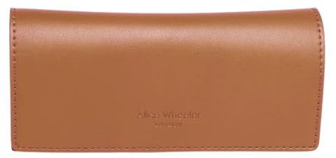 Alice Wheeler London Rome Glasses Case – Unisex Nappa Collection – Soft-Touch Vegan Leather, Magnetic Closure, Gift Boxed – 17 x 7 x 3.5 cm – Black, Tan