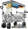 Faltbarer Bollerwagen Handwagen Transportkarre Leiterwagen; Strand-Buggy XXL bis 260 Liter & 150kg; Geländeräder mit Bremse & Verstellbarer Griff; Camping-Wagen für Strand, Garten & Outdoor (Grau)