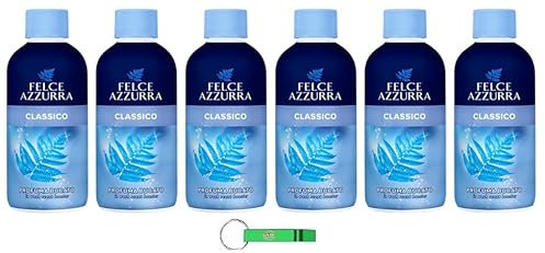 6 x Felce Azzurra Profumatore per Bucato Classico – Profumatore classico – Profumatore per la casa 220 ml + portachiavi Beni Culinari gratuito