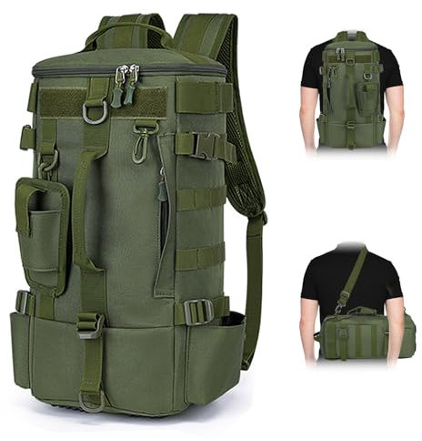 MeYuxg Angelrucksack mit Rutenhalter,Angelrucksack aus Oxford-Gewebe mit Rutenhalter,Multifunktionaler Freizeit-Angelrucksack,Umhängetasche für Angelausrüstung zum Campen,Wandern und Radfahren(Grün)