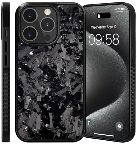 Generisch Forged Carbon Fiber Phone Case, 2025 New Magnetic Forged Carbon Fiber Phone Case for iPhone 16 15 14 13 12Pro Max (for iPhone 15 Promax,Silver)