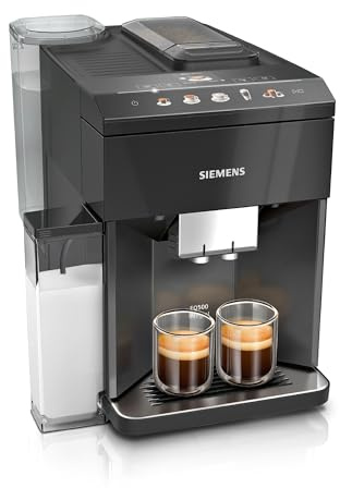 Siemens Kaffeevollautomat EQ500 integral TQ515D09, viele Kaffeespezialitäten, Milchaufschäumer, integr. Milchbehälter, Doppeltassenfunktion, automat. Dampfreinigung, 1500 W, Klavierlack schwarz