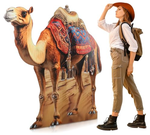 Geelin 1,5 m Kamel-Karton, Aufstellausschnitt, Wüstensafari-Tierthema, Pappe, Standup-Foto-Requisite für arabische Nächte, Party, VBS-Dekorationen, Klassenzimmer, Wanddekoration, Kamel-Thema