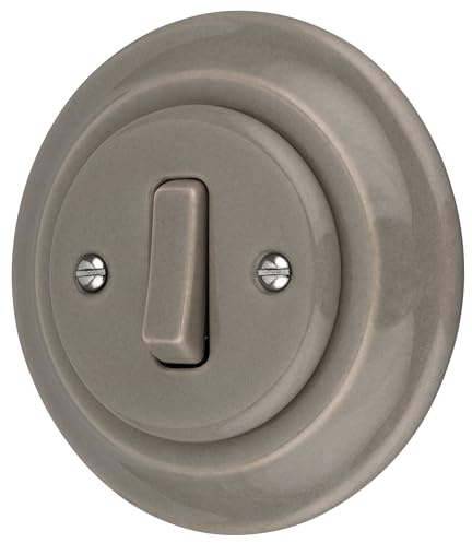 Unterputz Porzellan Retro Taster, Klingeltaster, All-in-One, Serie PR1 graubeige