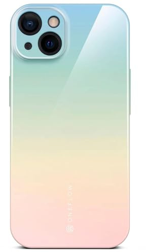 ONEFLOW Splash Cover für iPhone 13 Hülle mit Design Muster, Handy Schutzhülle mit Kameraschutz, Case Bedruckt extra dünne Handyhülle, Mint Beige Rosa Verlauf