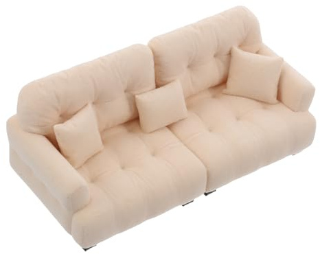 GARVALON Maßstab Modernes Cremefarbenes Miniatursofa für Wohnzimmer Leichtes und Langlebiges Puppenhaus Accessoire für Sammler