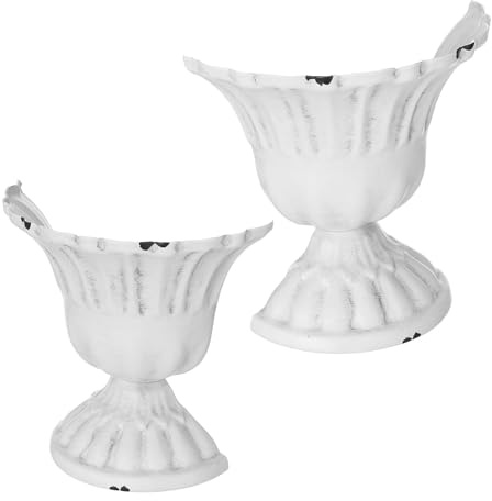 FONDOTIN Lot de 2 Demi-Vases en Métal Décoratif Vintage Cache-Pots Muraux Rustiques Style Champêtre Jardinière Murale en Fer Robuste pour Arrangements Floraux Décoration de Table et
