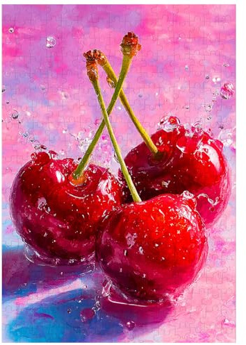 Excellent puzzle pour adultes - 300 pièces - Aquarelle - Cerises roses - Jouets pour adultes - Cadeau - Décoration familiale - Puzzle pour enfants