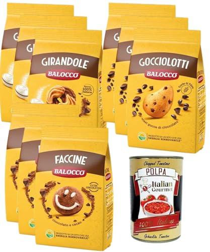 Italian Gourmet Balocco Italienisches Keks-Bundle, Faccine, Gocciolotti und Girandole, 9 x 350 g