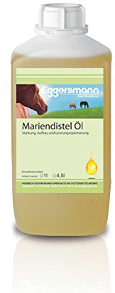 Eggersmann Mein Pferdefutter Mariendistel-Öl 1 l | Kaltgepresstes Mariendistelöl für Pferde | Unterstützt den Fellwechsel & das Immunsystem | Einzelfuttermittel mit Vitaminen