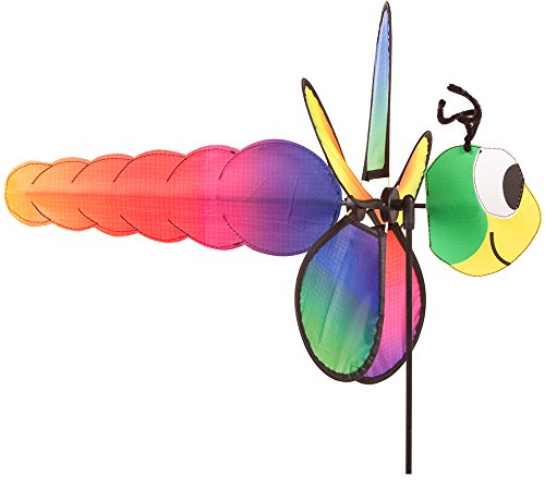 HQ Design Windspiration - Spin Critter, UV-beständige und wetterfeste Windspiel Deko für Garten, Terrasse und Balkon - Windrad inkl. Standstab (Dragonfly)
