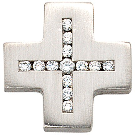 Jobo Damen Anhänger Kreuz 950 Platin matt 13 Diamanten Brillanten Kreuzanhänger Platinkreuz