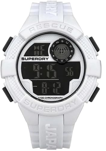 Superdry Unisex – Erwachsene Digital Automatisch Uhr mit Kunststoff Armband SYG193W