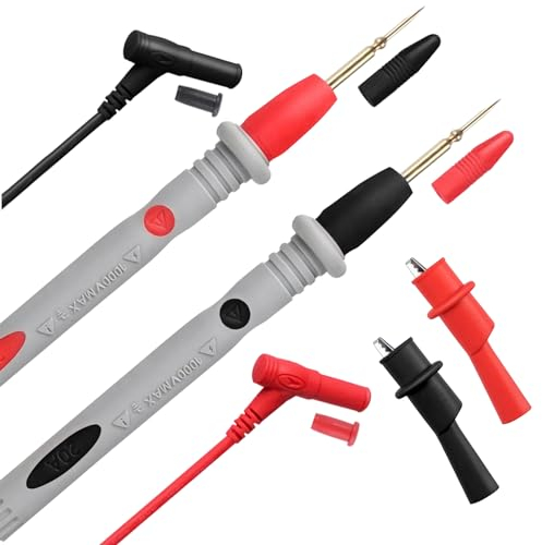 ULTRICS Puntali Multimetro, 1000 10A, Sonde di Cavo Multimetro, Puntali per Tester Multimetro in Silicone Adatto per Multimetro,Cavo di Prova Universale Compatibile con Tester Elettrici Multimetri