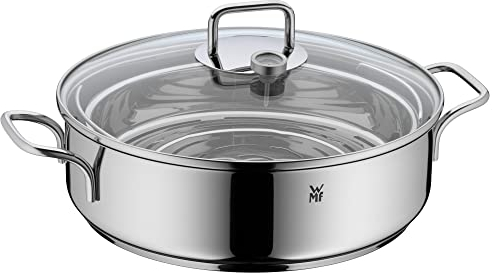 WMF Dampfgarer, Bräter mit Deckel backofengeeignet 5l, Induktion, Glasdeckel, Garthermometer, Garblech, Cromargan Edelstahl