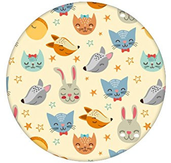 Coole Kinder Jugend Tapete Space Animals mit Katzen, Hasen, Hunden & Sternen, gelb, Vlies Tapete Tiere, Kinderzimmer Wanddeko GMM Wandtapete (H: 3m B: 46,5cm)