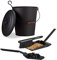 Relaxdays 3 TLG. Kaminreinigungs-Set, Ascheeimer mit Deckel, Kohlenschaufel flach, Kehrgarnitur Stahl, 24 Liter, Henkel, schwarz
