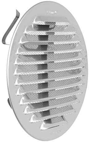 La Ventilazione GINTU125R Griglia di Ventilazione inox430 Tonda Universale con Molle e rete antinsetti, diametro 150 mm